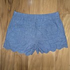 Preppy Ann Taylor Loft Riviera Shorts Size 00 Blue Chambray Scalloped-hem