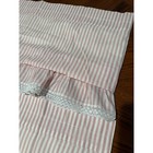 Vintage Set 2 Pink Striped Valance Curtains 64x16 Lace Ruffle Edge Girls Nursery