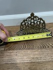 Vintage Brass Letter Holder Ornate Engraved Solid Metal Openwork Victorian Desk