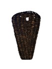 Wall Hanging Mounted Cone Basket Holder Wicker  Dark Brown Vtg