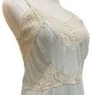 Vintage 50s Pastel Blue Sheer Pleated Nylon Lacy Full Slip Dress Women s Size 34