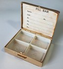Vintage Wiesner Of Miami Trickettes 4-tray Gold-tone Pillbox W  Marbled Top