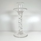 Antique 18th  19th Century Glass Candlestick Heavyweight Hand Blown Barley Twist