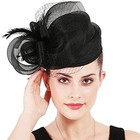 Woman Sinamay Fascinator Hat Pillbox Derby Hats Linen Feather With Veil