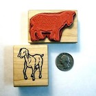 Goats - Set Of  2  Rubber Stamp  Wood Mounted