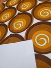 Awesome Rare Vintage Mid Century Retro 70s Orange Brn Swirl Circles Sml Fabric 