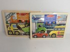 Melissa   Doug Wooden Jigsaw Puzzle Lot Of 2 Construction Site   On The Go