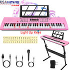 61 Key Electric Digital Music Keyboard Piano W  Stand   Light Up Keys Microphone