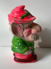 Vintage 6 1 4    Hand Painted Chalkware Folk Art Elf gnome Bank Figurine  Japan 