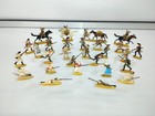Rare 28 Vtg German Flat Lead Figures American Pioneers Trappers Settlers Women