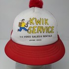 Kwik Service Tv Video Sales   Rentals Snapback Trucker Hat Red Osfa Pom Pom