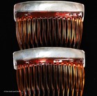 Vintage Native American Sterling Silver Hair Combs - Pair Of Two