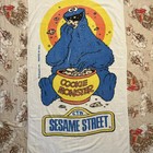 Vintage Sesame Street Muppets Cookie Monster   Big Bird Bath Towel - Lot Of 2