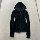 Juicy Couture Women s Black Velour Tracksuit Set Hoodie   Flared Pant Y2k Size M
