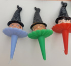 5 Vintage Cake Cupcake Ice Cream Plastic Picks Toppers Witch Head Made Hong Kong