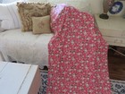 Vintage Pretty Pink Roses Cotton Fabric Off The Bolt Yardage Barkcloth Look