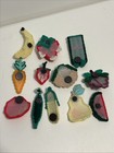 Set Of 12 Vintage Handmade Needlepoint Magnets Used Clean Excellent Condition