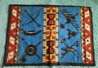 Antique 1910s Tobacco Felt 8x5 75 Rug Pattern Chief Shield Blue Flannel Premium