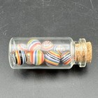 Set Of 10x Contemporary Handmade Art Glass Marbles Jar Of Peewee Mibs Mini Swirl