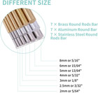 21pcs Metal Round Rods Kit  3 Kinds Of Metal Materials Including Stainless Steel