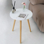 Awasen Round Side  End Table  Accent Nightstand Modern For Living Room White 
