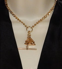 Antique Victorian Gold Filled 20  Watch Chain Necklace Wax Stamp Seal Fob 30 4g