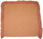 Fabulous Handmade Vtg Lg  Square European Ruffled Red Gingham Cross-stitch Deer