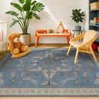 Blue Washable Kids Playroom Rug 5x7 Area Rugs For Baby Boy Bedroom Whimsy