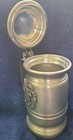 Vintage Pewter Beer Stein Lidded Tankard With Engraved Scene 6 1 2 