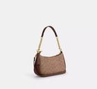Coach Teri Shoulder Bag In Signature Canvas Gold tan brown New