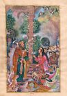 Persian Miniature Paintingart Of Beautiful King   Queen With Animals  6x9 Inches