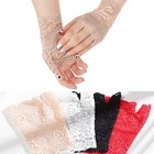 2   Women Short Lace Floral Finger Gloves Gothic Bride Wedding Party Mittens Us
