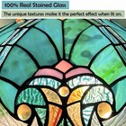 24    Green Victoria Stained Glass Led Night Light Lamp vintage Tiffany Homedecor