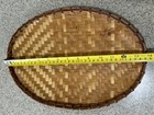 Vtg Woven Wicker Flat Basket Tray Boho Gallery Wall Decor Oval 14   x9 5    In Vgc