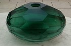 Modern Medium-sized Hand-blown Emerald Green Faceted Hexagon Glass Vase 9  Long