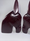 Carved Mid-century Mahogany Donkey Bookends 12   