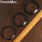 4 6 8mm Black Braided Cord Rope Man-made Leather Bracelet Magnetic Clasp 8-10 