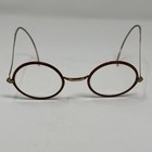 Vintage Round Wire Rim Spectacles Gold Tone Cable Temple Glasses With Case
