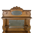 Antique Oak Sideboard By Larkin  Beveled Mirror  Carved Crest  1900s  22382