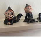 Vintage Pixie Elf Figurine Set Mid Century 1950 Japan Black Ceramic Miniature 2 