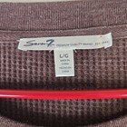 Seven7 Womens Waffle Knit Long Sleeve Top Blue Brown Thermal Pullover Size L