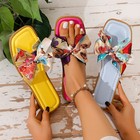 Ribbon Bow Sandals Summer New Square Toe Low Heel Sandal For Women Slides Fashio