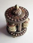 Five Roll Copper Desktop Round Tibetan Prayer Wheel With Tashitage Mantra