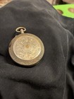 Antique Brass  Pocket Sundial Compass W  Hinged Engraved Cover  
