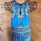 London Times Boho Maxi Dress Size 10 Paisley Blueprint Y2k Artsy Resort Stretchy