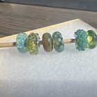 Authentic Elfbeads Rare And Retired Charms  Blue Green Iridescent Mix  6 Pieces