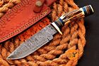 Custom Made Hand Forged Damascus 10  Hunting bowie Knife Stag antler Handle 2793