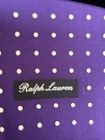 Ralph Lauren  Silk Pocket Square--purple W white Polka Dots 18  Sq   Hand Rolled