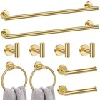 Bathroom Hardware Accessories Set With 16  Towel Bar - Nickel Golden 10 Piece