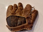 Vintage Early1900s  Leather Split Finger Baseball Glove 1 Inch Web Antique 